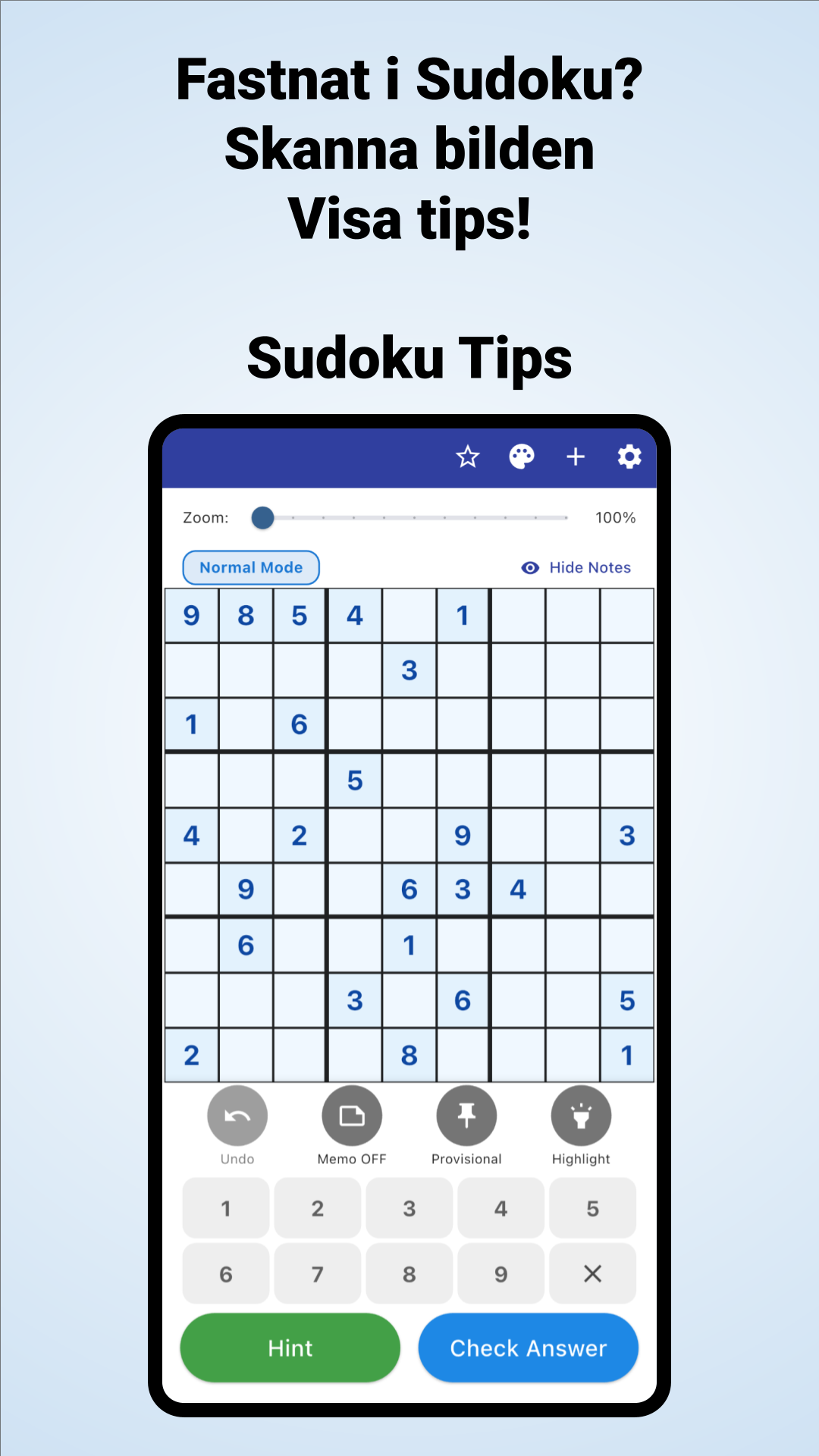 Skärmbild 1 från Sudoku Hjälp