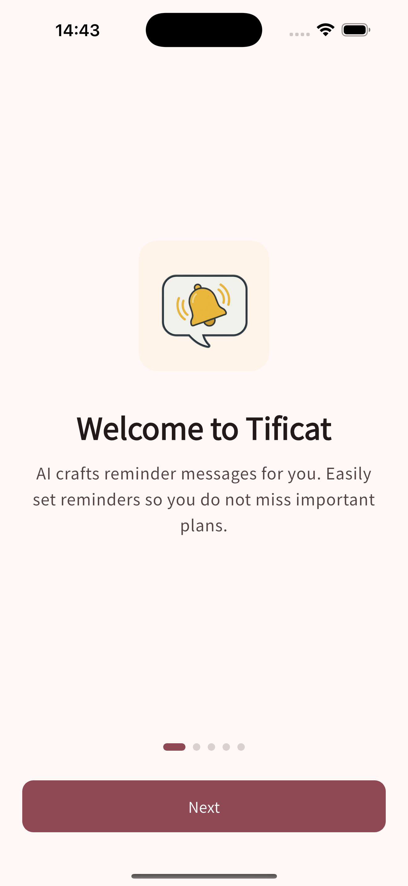 Tificat App Screen